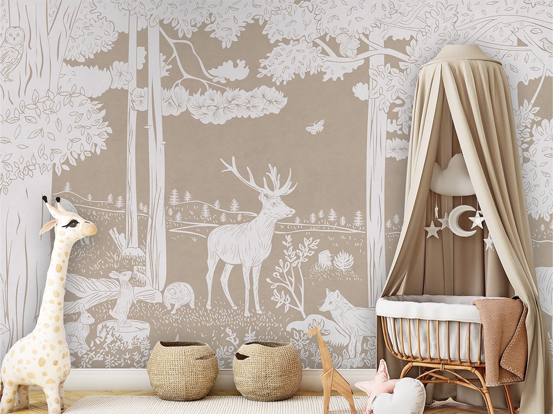 Fototapet Monochrome Forest - Brown, Kikki Belle