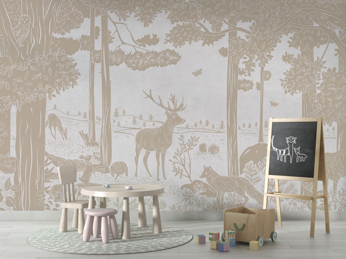 Fototapet Monochrome Forest - White Vintage, Kikki Belle - 4