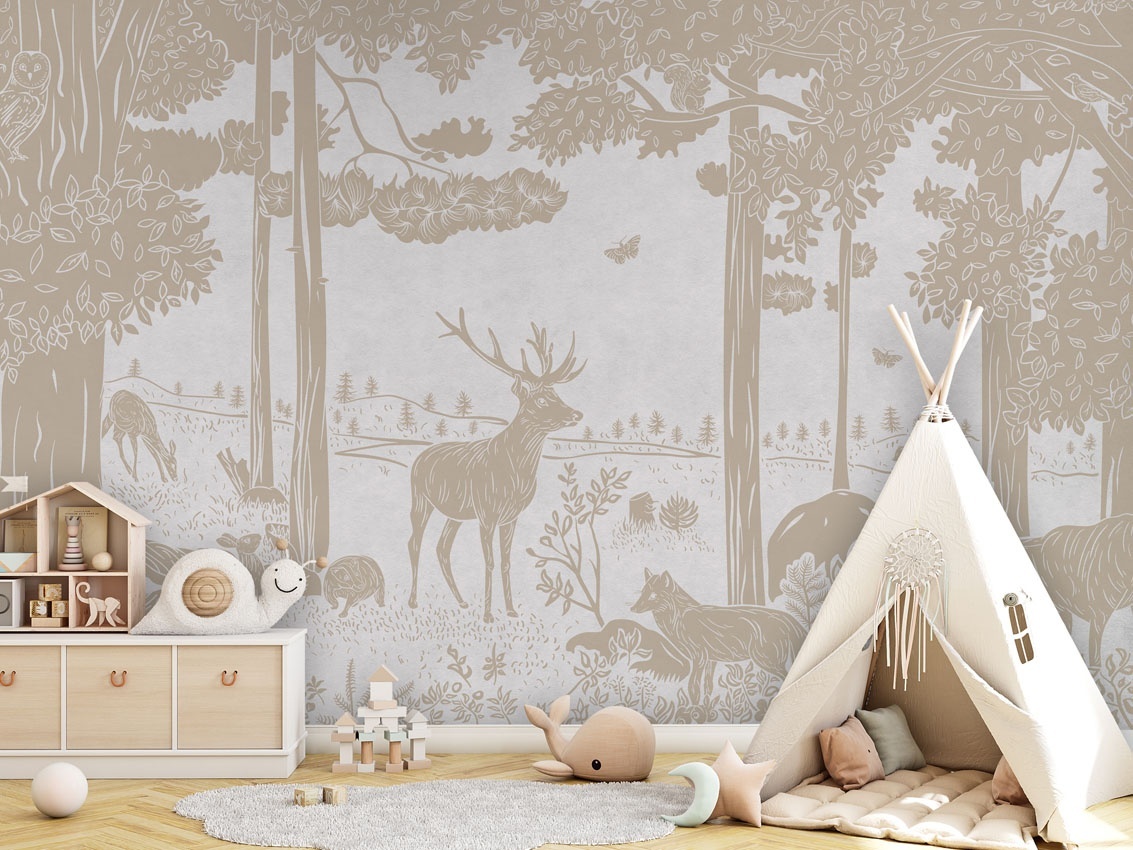 Fototapet Monochrome Forest - White Vintage, Kikki Belle - 5