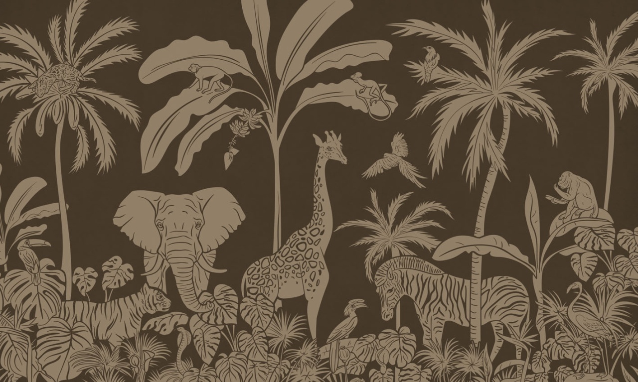 Fototapet Monochrome Jungle - Brown Vintage, Kikki Belle — imaginea 2