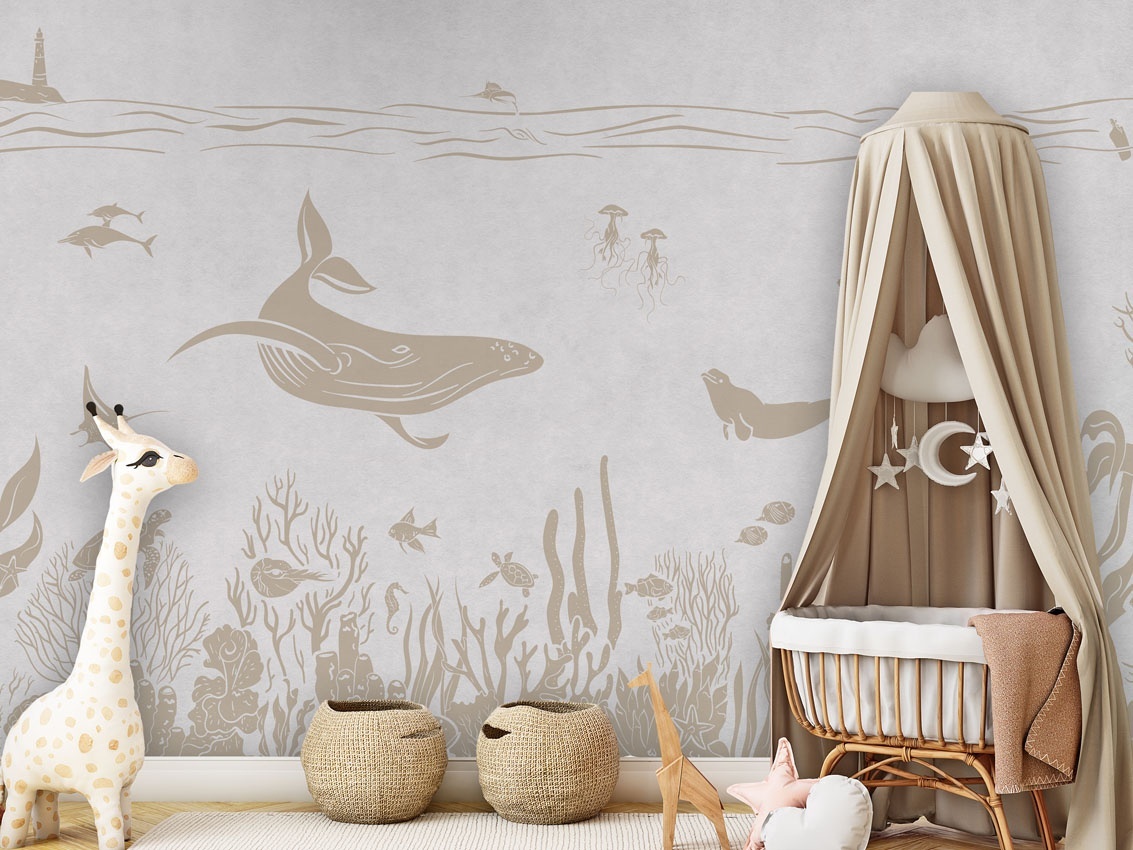Fototapet Monochrome Sea - White Vintage, Kikki Belle