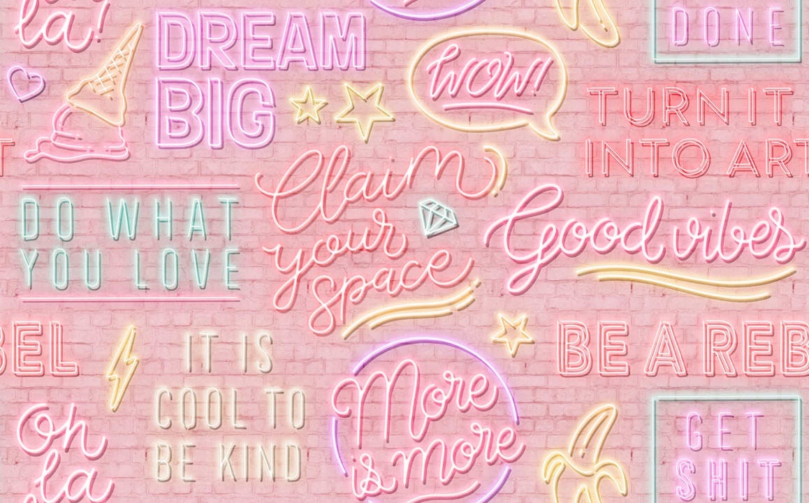 Fototapet, Neon Vibes, Pink Bricks, Rebel Walls - 2