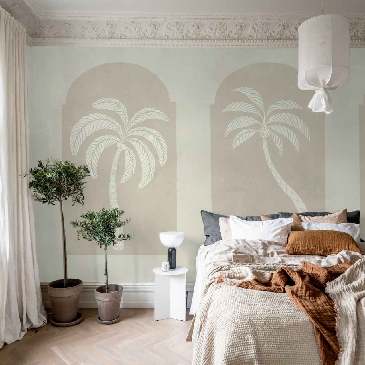 Fototapet, Palm Arches, Beige, Rebel Walls