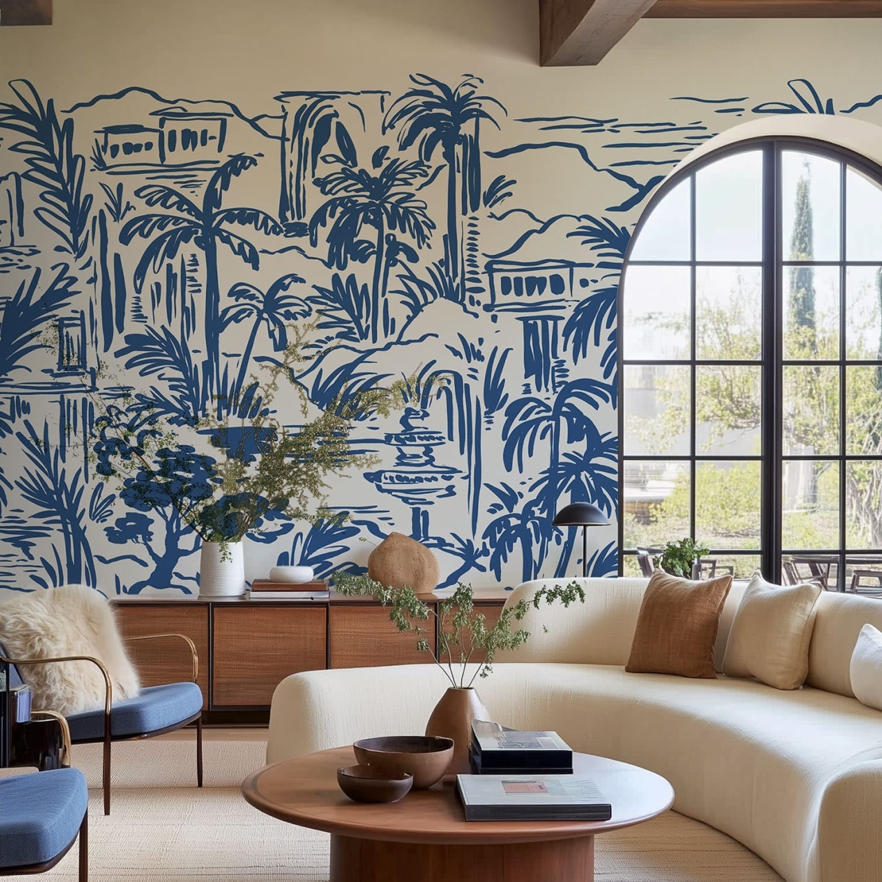 Fototapet, Palm Oasis, Blue, Rebel Walls - 3