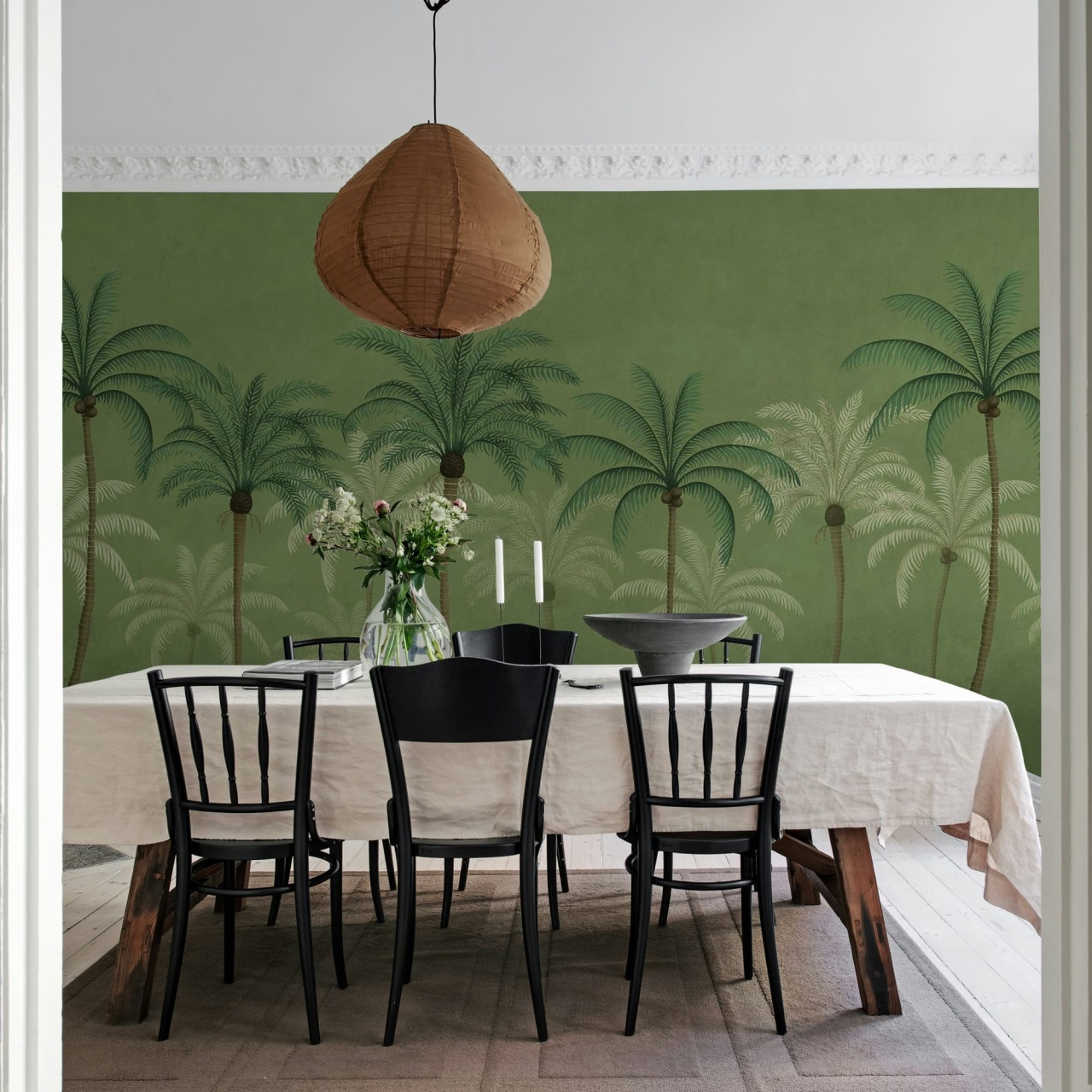 Fototapet, Palm Parade, Green, Rebel Walls