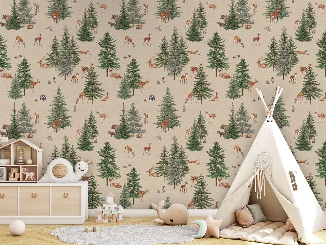 Fototapet Pine Forest - Sand, Kikki Belle