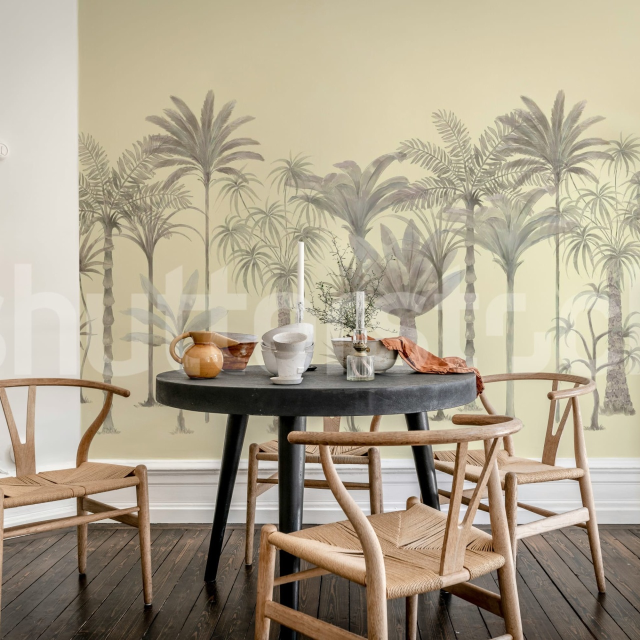 Fototapet, Playful Palms, Yellow, Rebel Walls