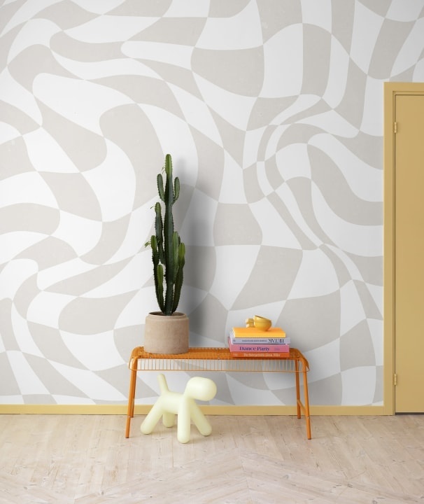 Fototapet, Psychedelic Chess, Beige, Rebel Walls