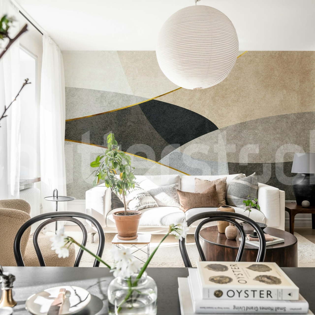 Fototapet, Shapes and Forms, Beige, Rebel Walls