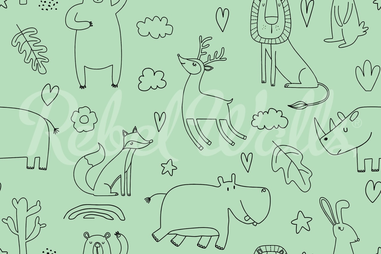 Fototapet, Sketches, Green, Rebel Walls - 2