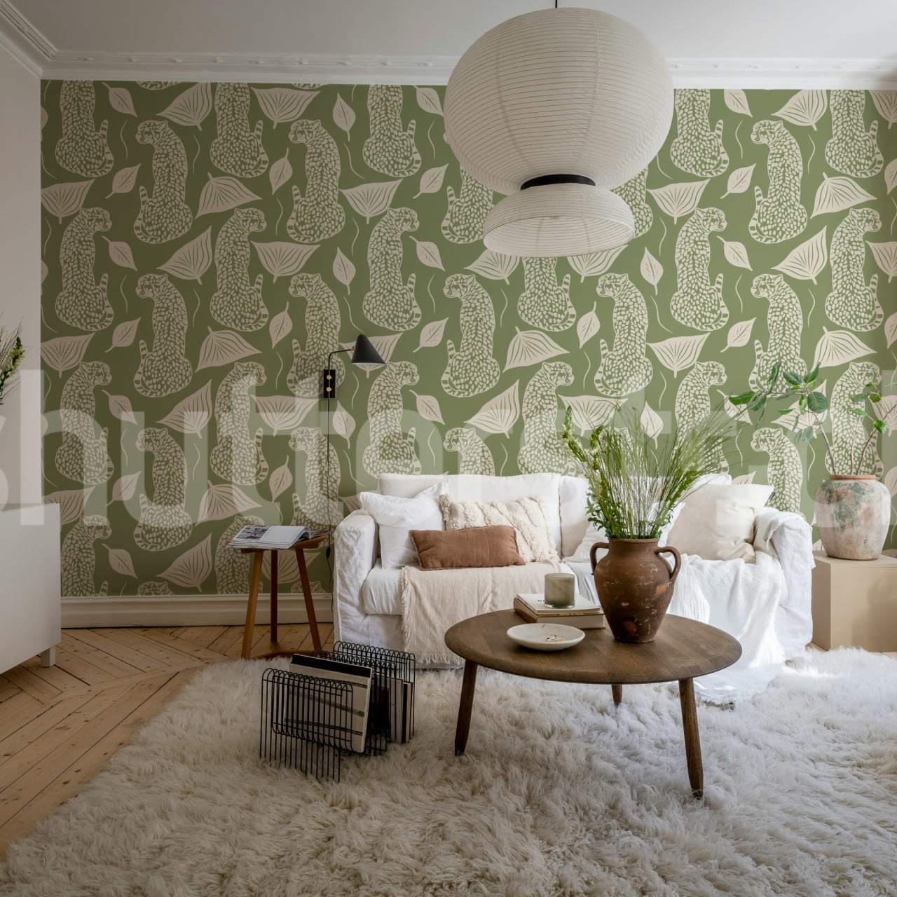 Fototapet, Whimsy Leopard, Green, Rebel Walls
