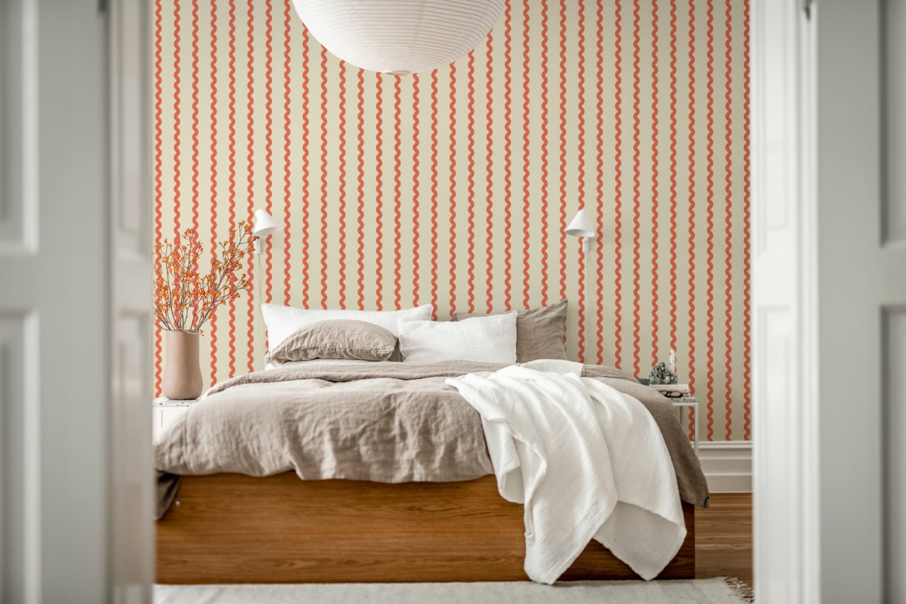 Fototapet, Wobbly Stripe, Red, Rebel Walls
