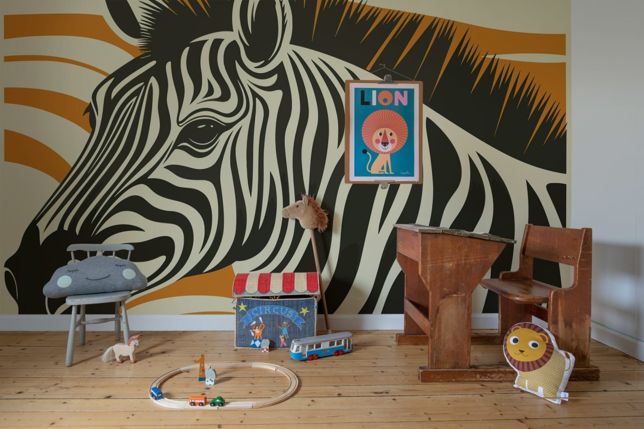 Fototapet, Zebra, Orange, Rebel Walls