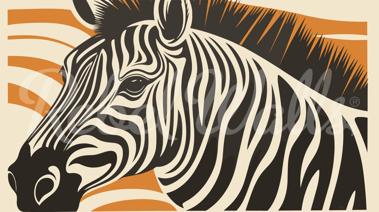 Fototapet, Zebra, Orange, Rebel Walls - 2