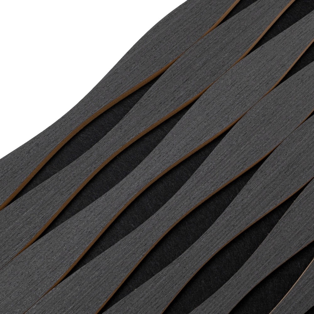 Panou riflaj acustic decorativ, MDF si pasla, AC41, 240x30x1.8cm, Stejar Negru - 1 | YEO