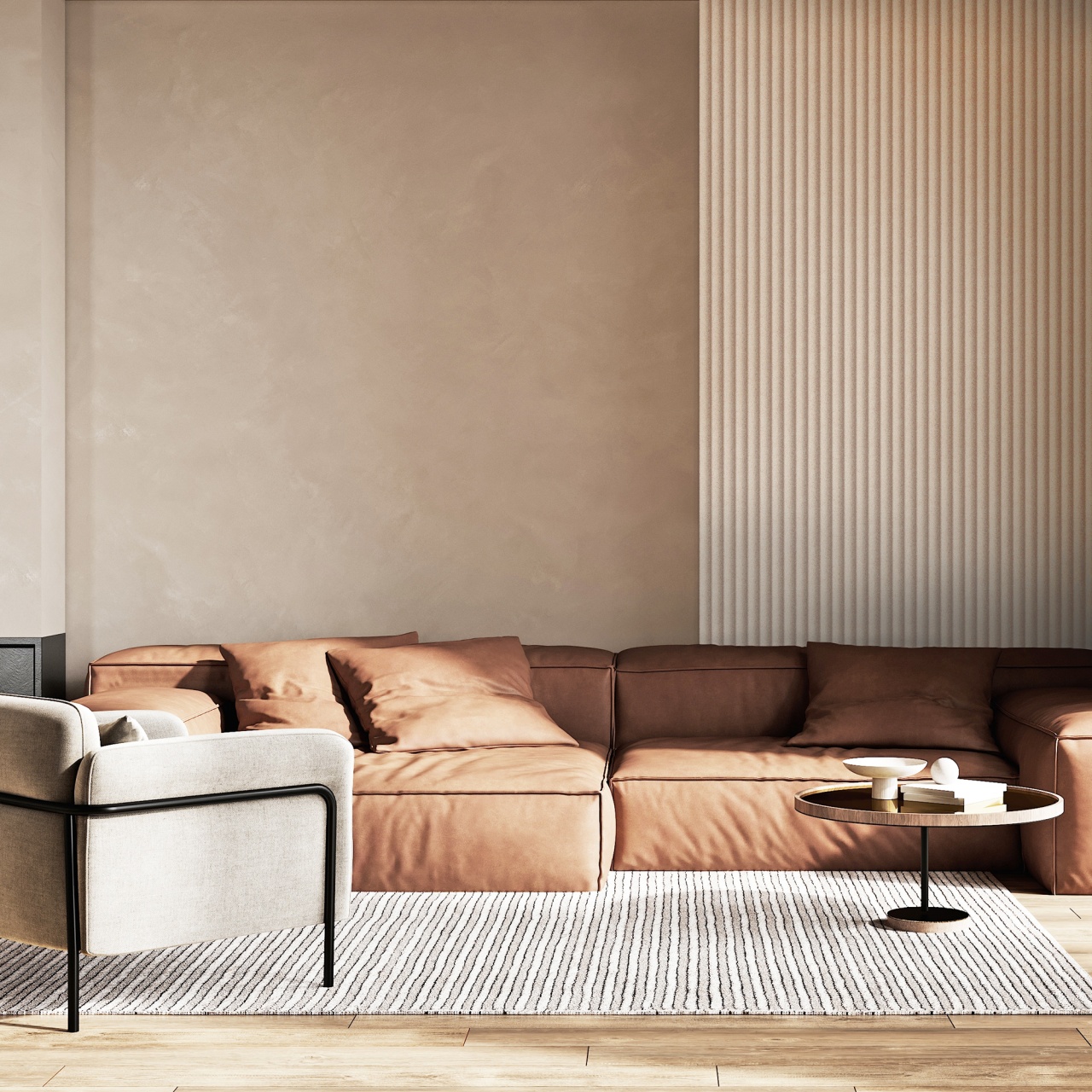 Panou riflaj decorativ 3D Gresso, Ivory Cream, 25x1.3x270 cm