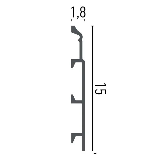 Plinta decorativa din polimer rigid HCR510 - 15x1.8x200 cm - 1 | YEO