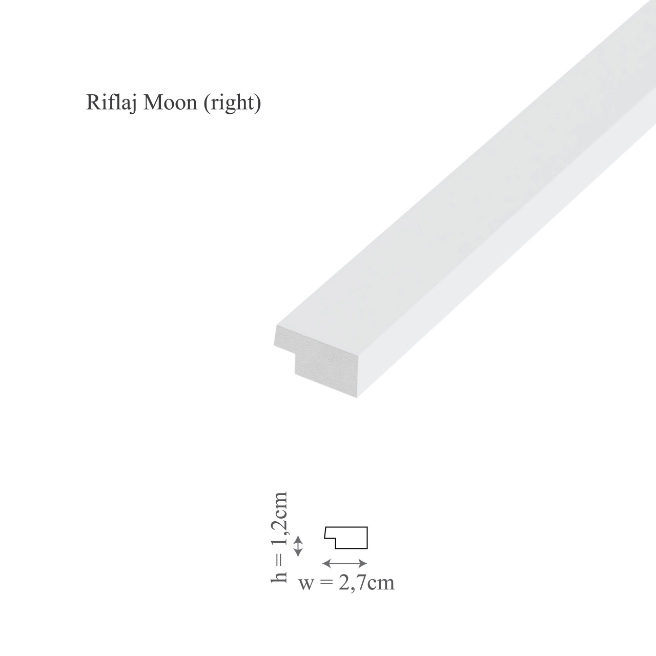 Profil dreapta panou riflaj decorativ 3D, model Groove/Moon R - 2.7x1.2x250 cm