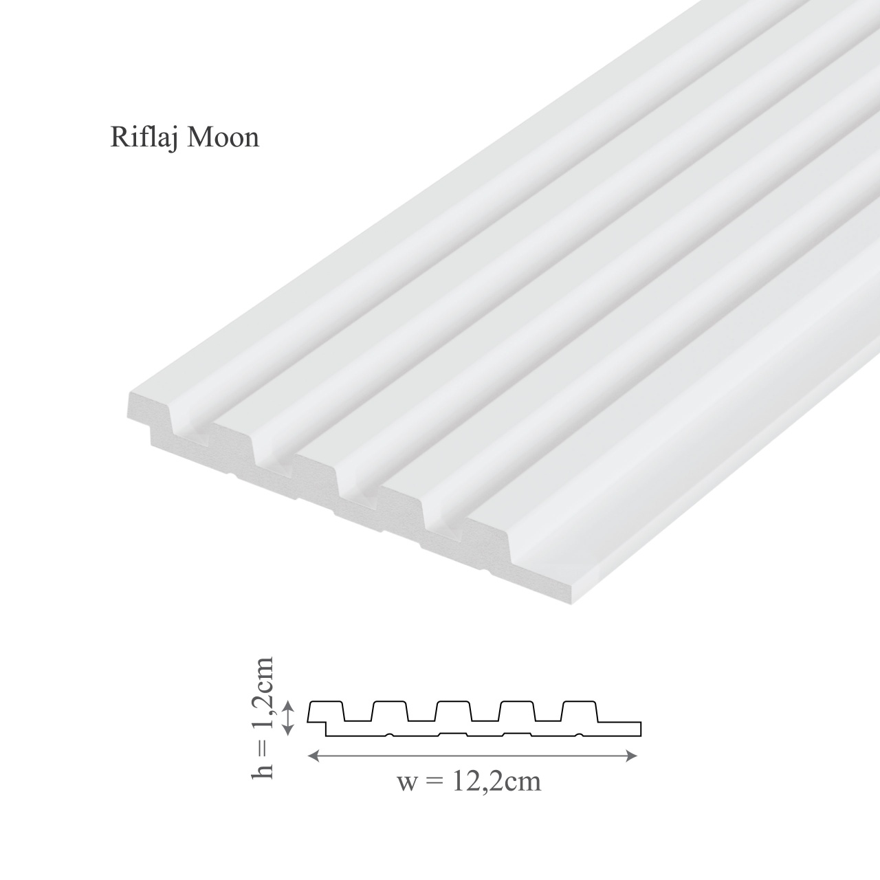 Profil dreapta panou riflaj decorativ 3D, model Moon - 3.6x1.2x290 cm - 1 | YEO