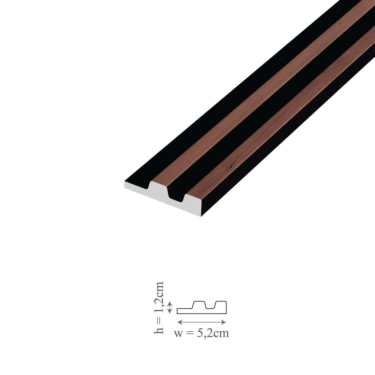 Profil stanga riflaj decorativ, Moon Dark L, 5.2x1.2x270 cm