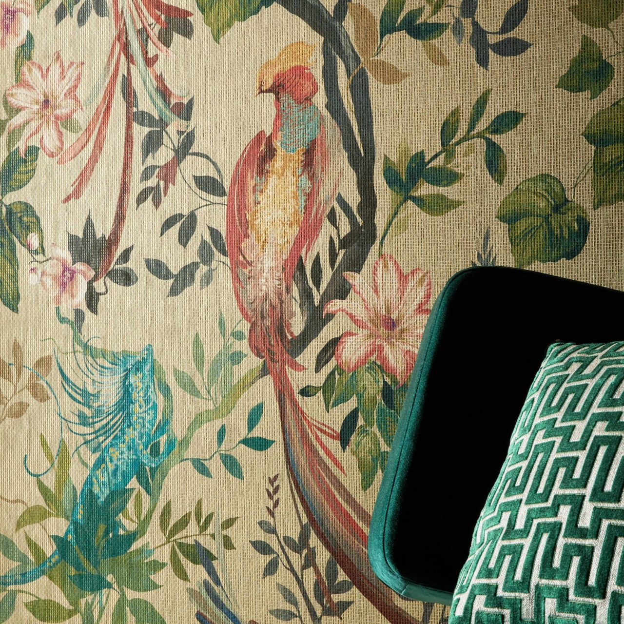 Tapet, Bird Sonnet, Lacquer Luxury Paperweave, (fibre naturale), 1838 Wallcoverings, 5.1mp / rola