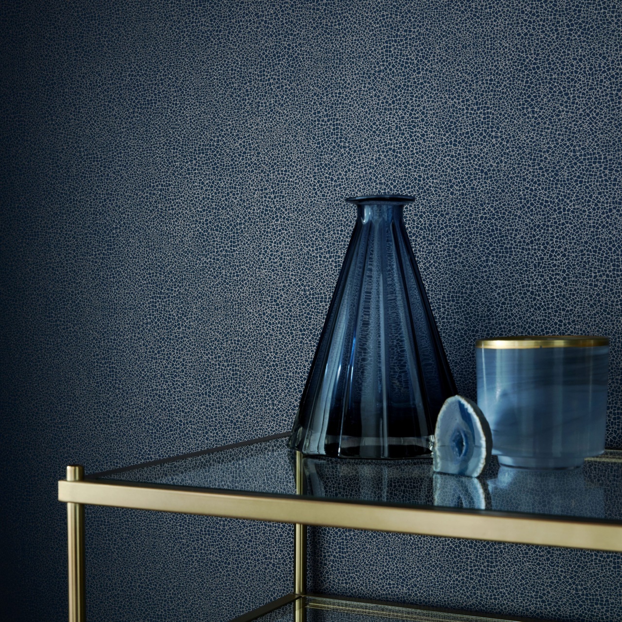 Tapet, Emile, Midnight Blue Luxury Crackle, 1838 Wallcoverings, 5.3mp / rola