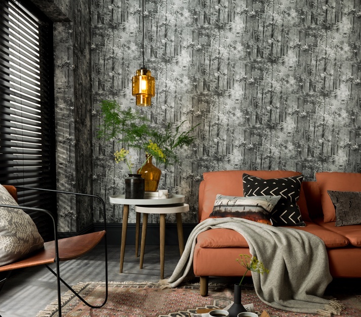 Tapet, Glade, Jet Black Luxury Tree, 1838 Wallcoverings, 5.3mp / rola
