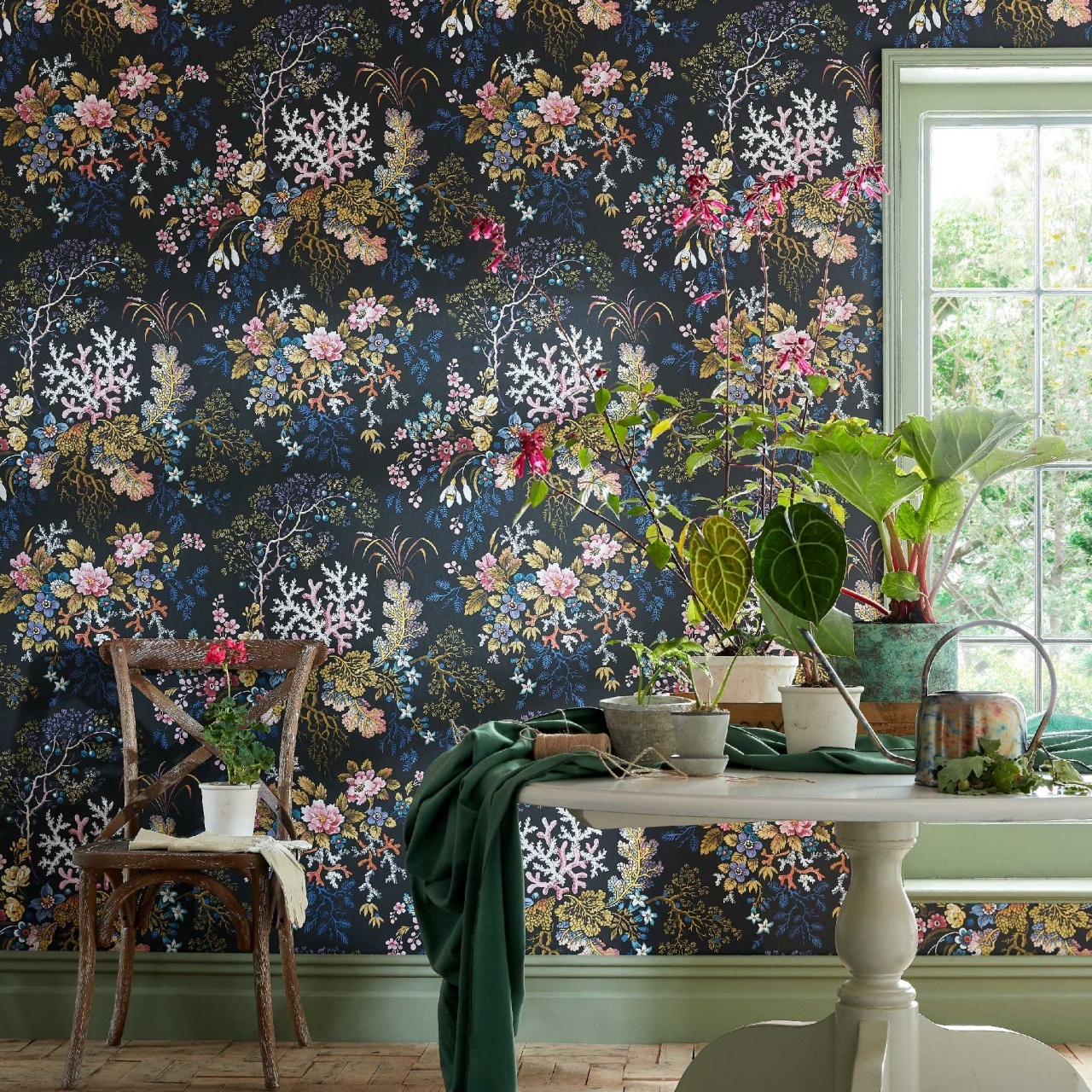 Tapet, Killburn's Coral, Midnight Black, 1838 Wallcoverings, 5.3mp / rola - 2