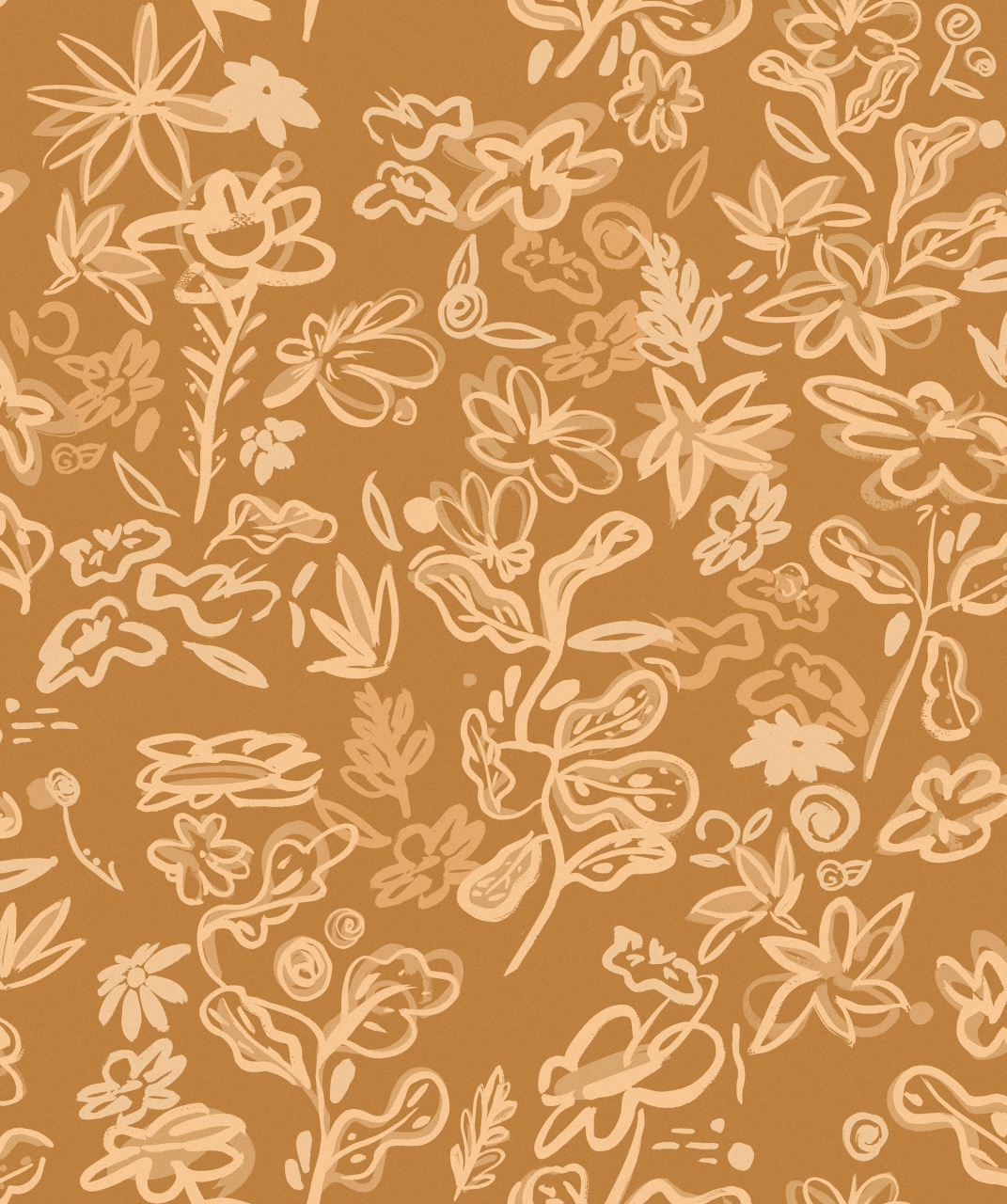 Tapet lavabil Crazy Flowers, Ocher, TresTintas 5mp / rola - 1 | YEO