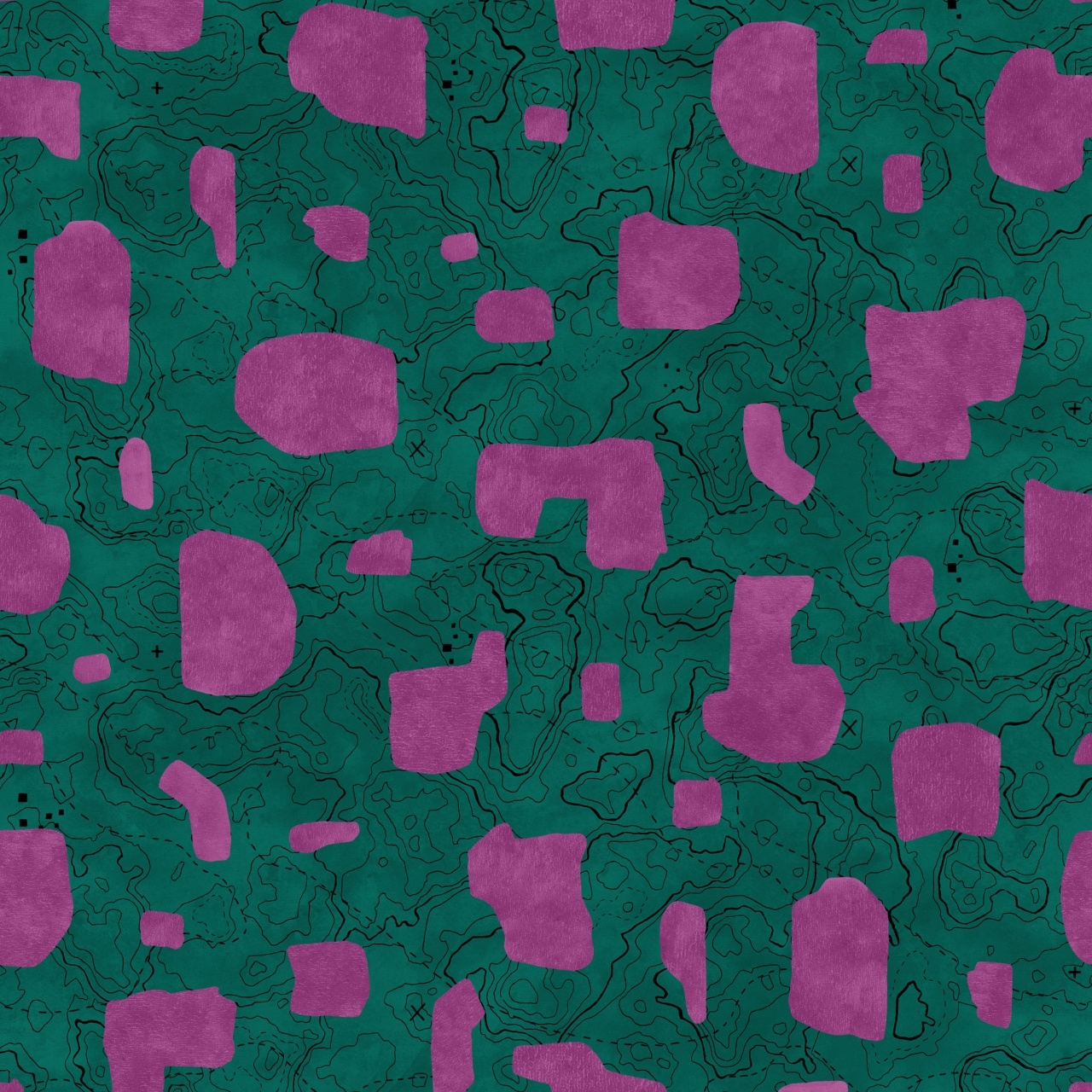Tapet lavabil Map Xylography, Fuchsia, TresTintas 5mp / rola - 2