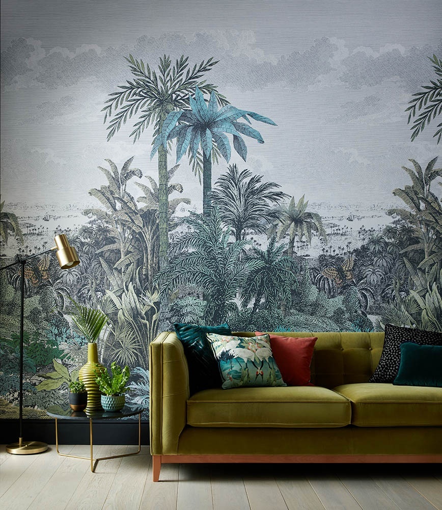 Tapet, Paradise Found, Emerald Green Luxury Tropical, 1838 Wallcoverings, 6.5mp / rola