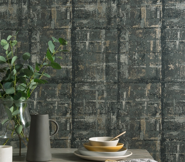 Tapet, Patina, Jet Black Luxury Textured, 1838 Wallcoverings, 5.3mp / rola