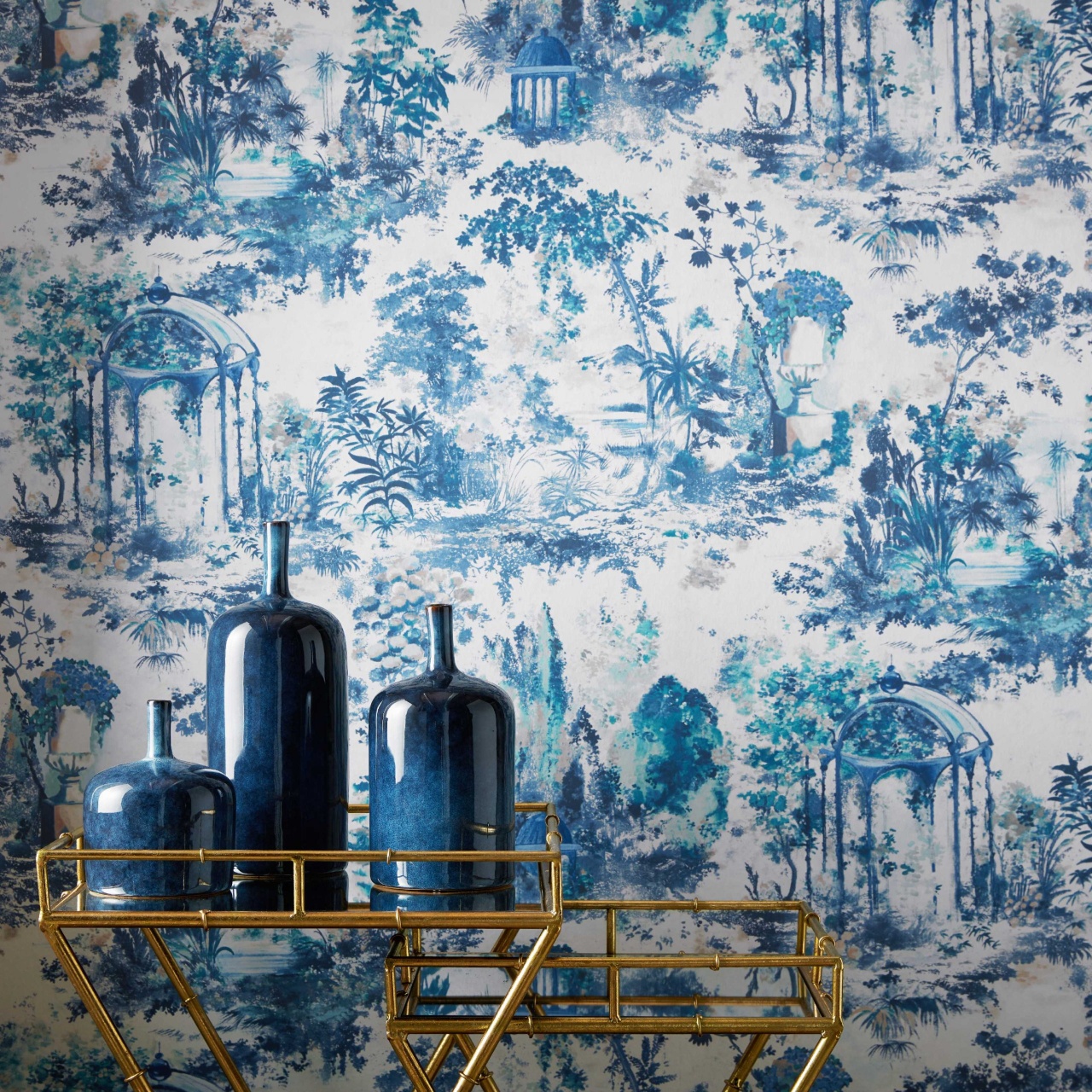 Tapet, Pavilion, Lupin Blue Luxury Toile, 1838 Wallcoverings, 7mp / rola