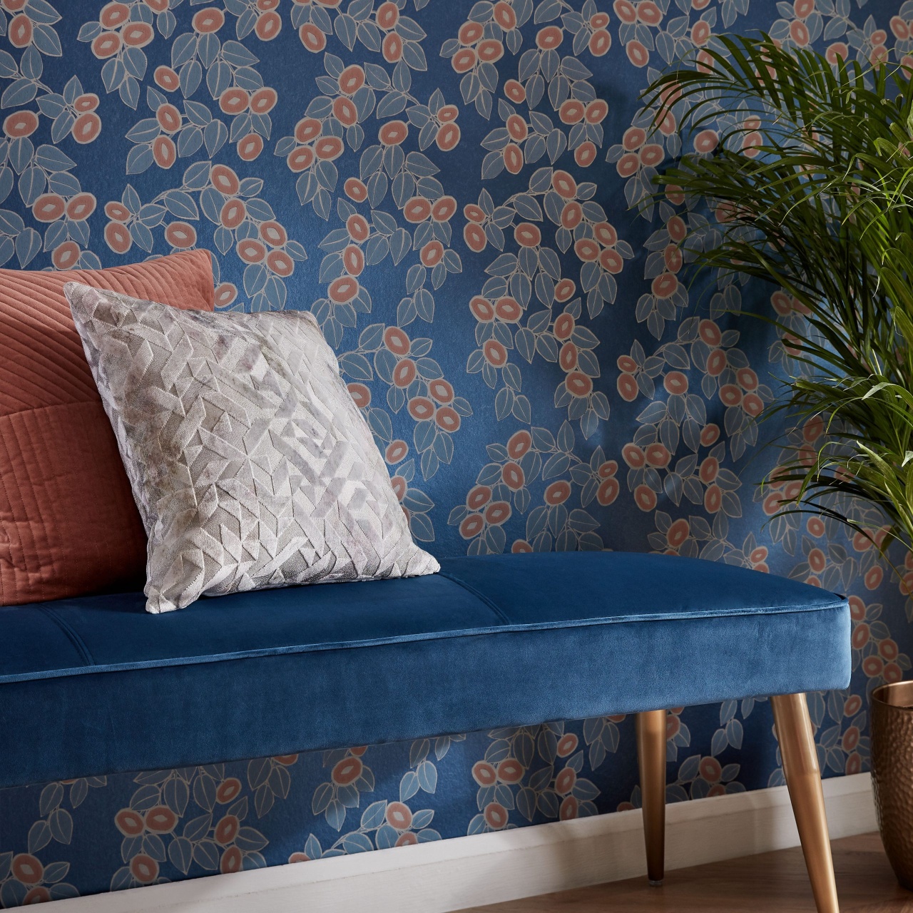 Tapet, Rosetta, Midnight Blue Luxury Leaf, 1838 Wallcoverings, 5.3mp / rola
