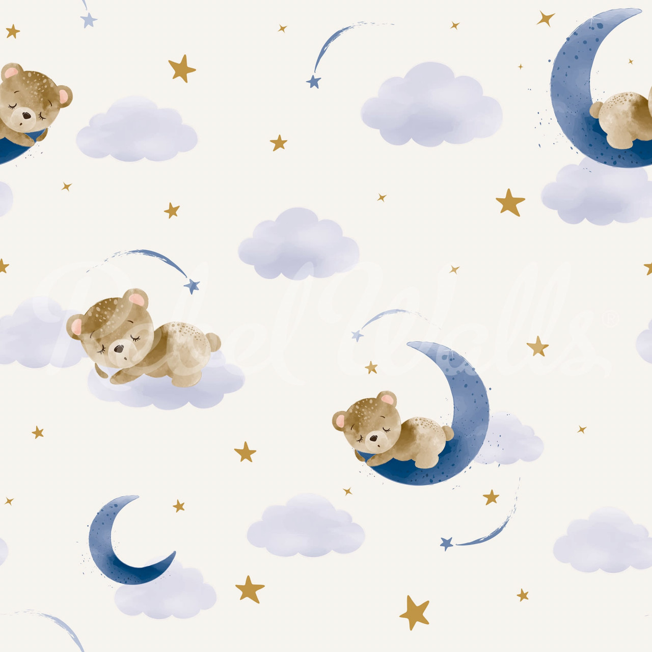 Tapet Sleepy Bear, Sky Blue, Rebel Walls - 1 | YEO