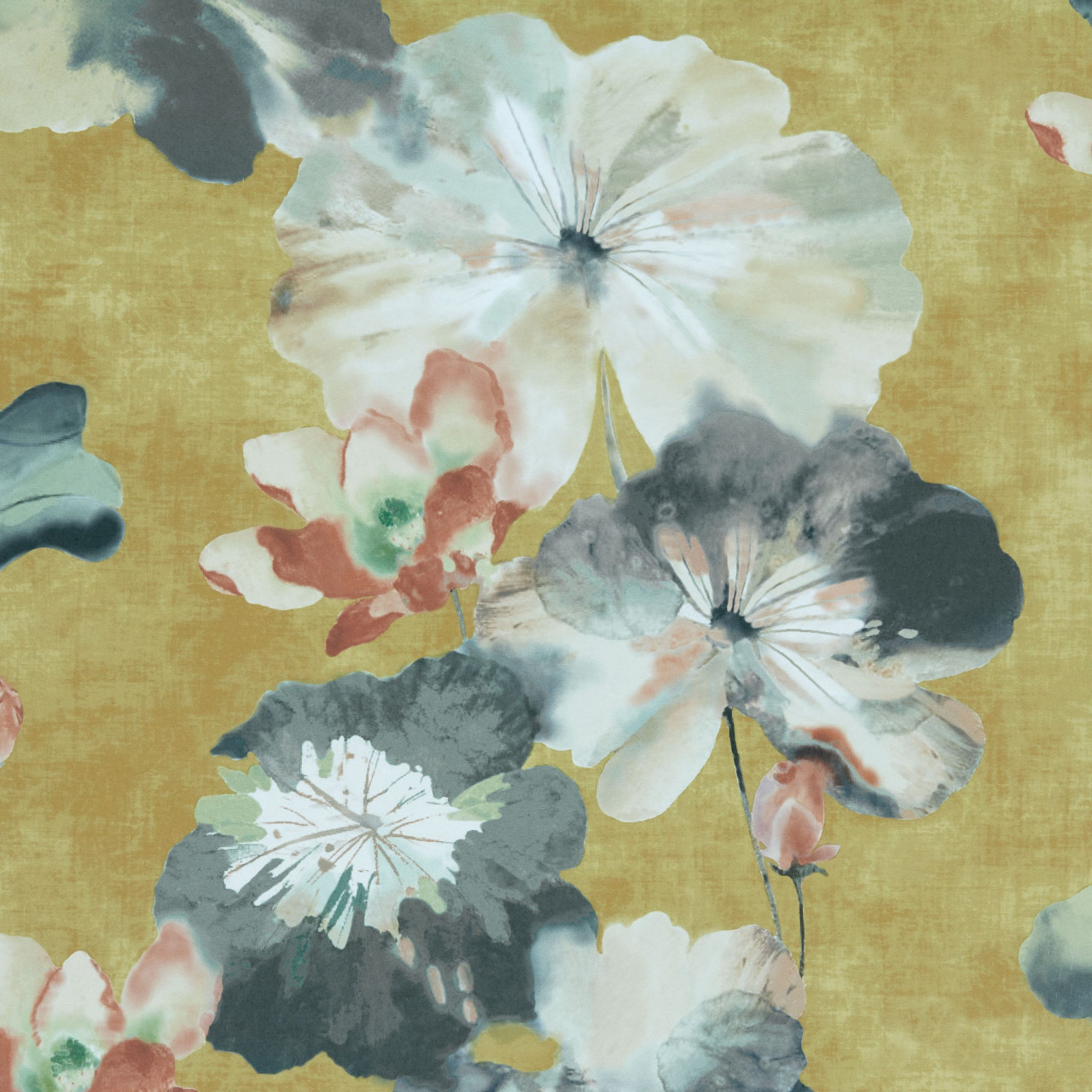 Tapet Water Lilies, Honey Yellow Luxury Floral, 1838 Wallcoverings, 5.3mp / rola - 1 | YEO