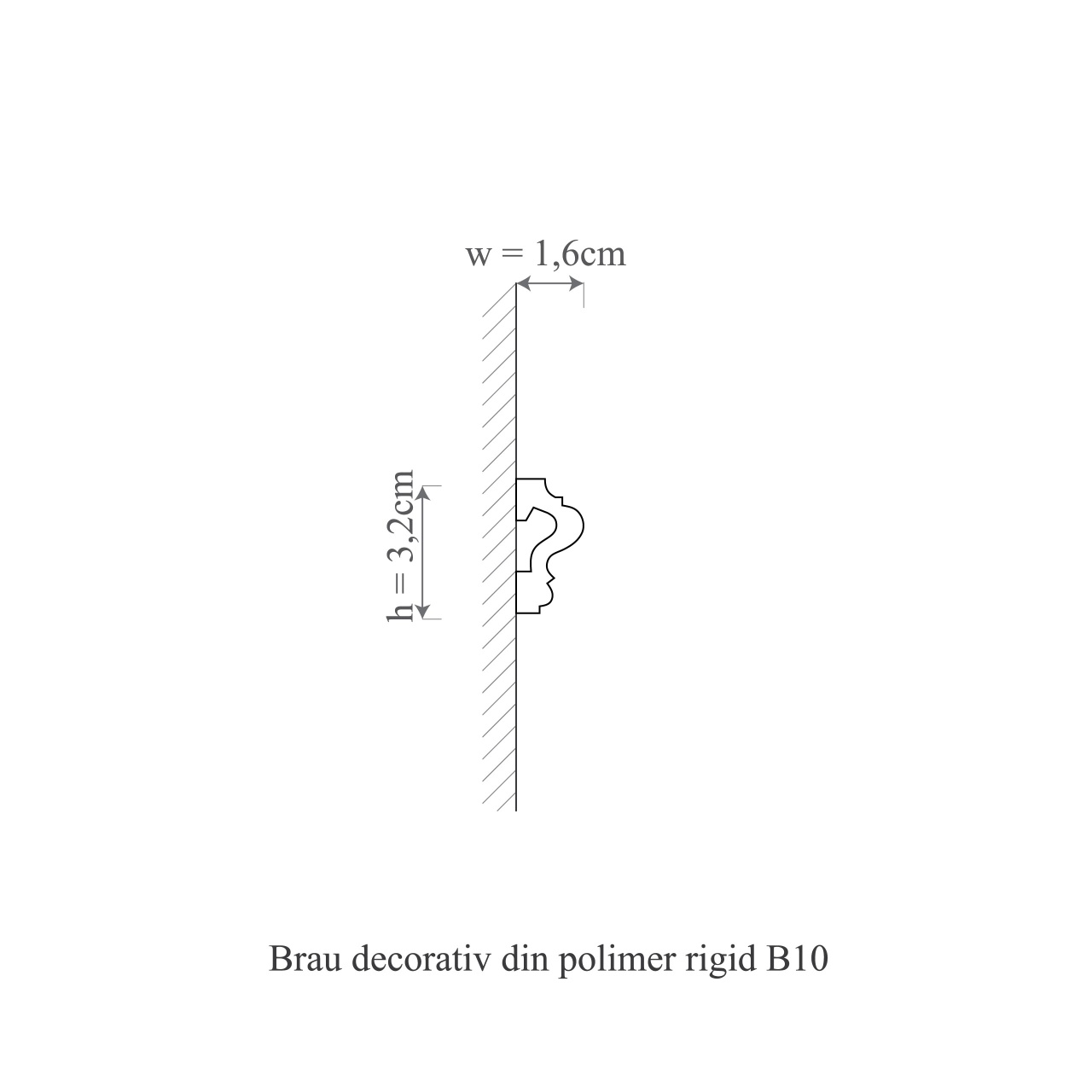 Brau decorativ din polimer rigid B10 - 3.2x1.6x200 cm - 1 | YEO