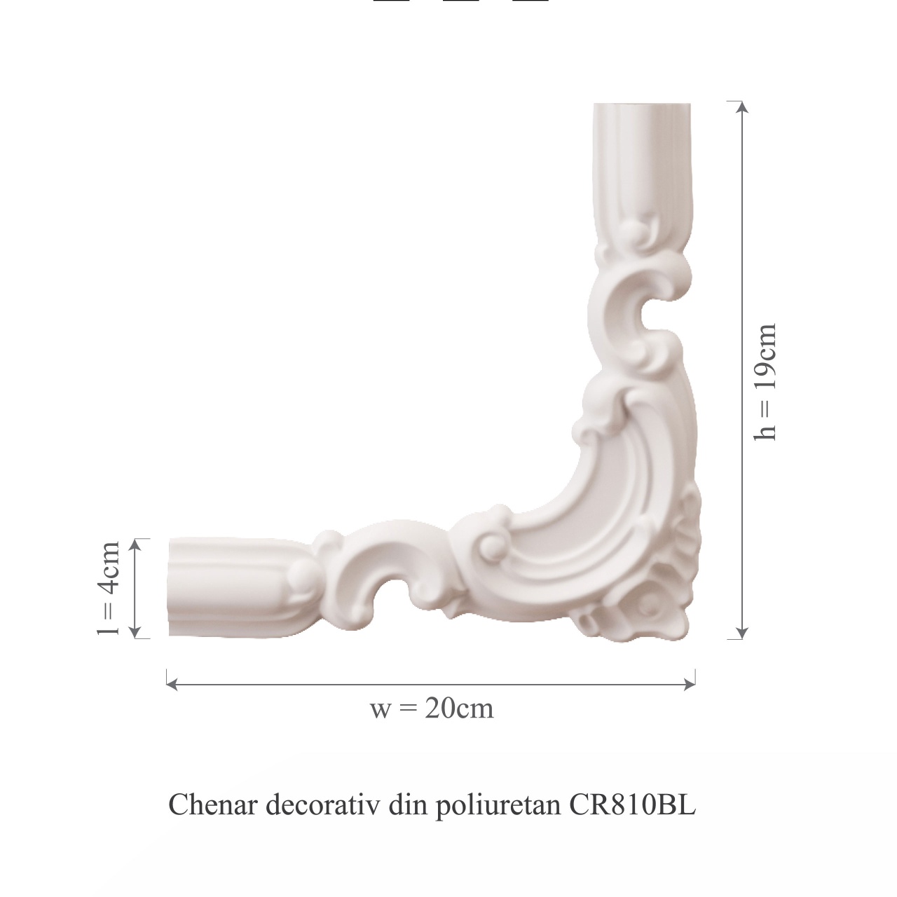 Chenar decorativ din poliuretan CR810BL - 20x1.8x19 cm - 2 | YEO
