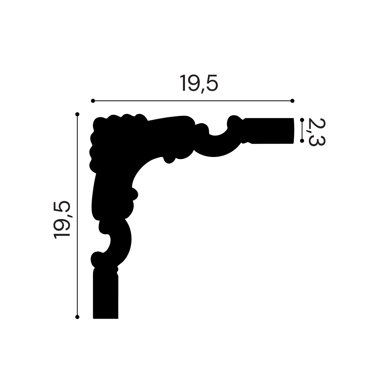 Chenar din poliuretan, Manavi, B21-2 - 19.5x19.5x1.2 cm — imaginea 2