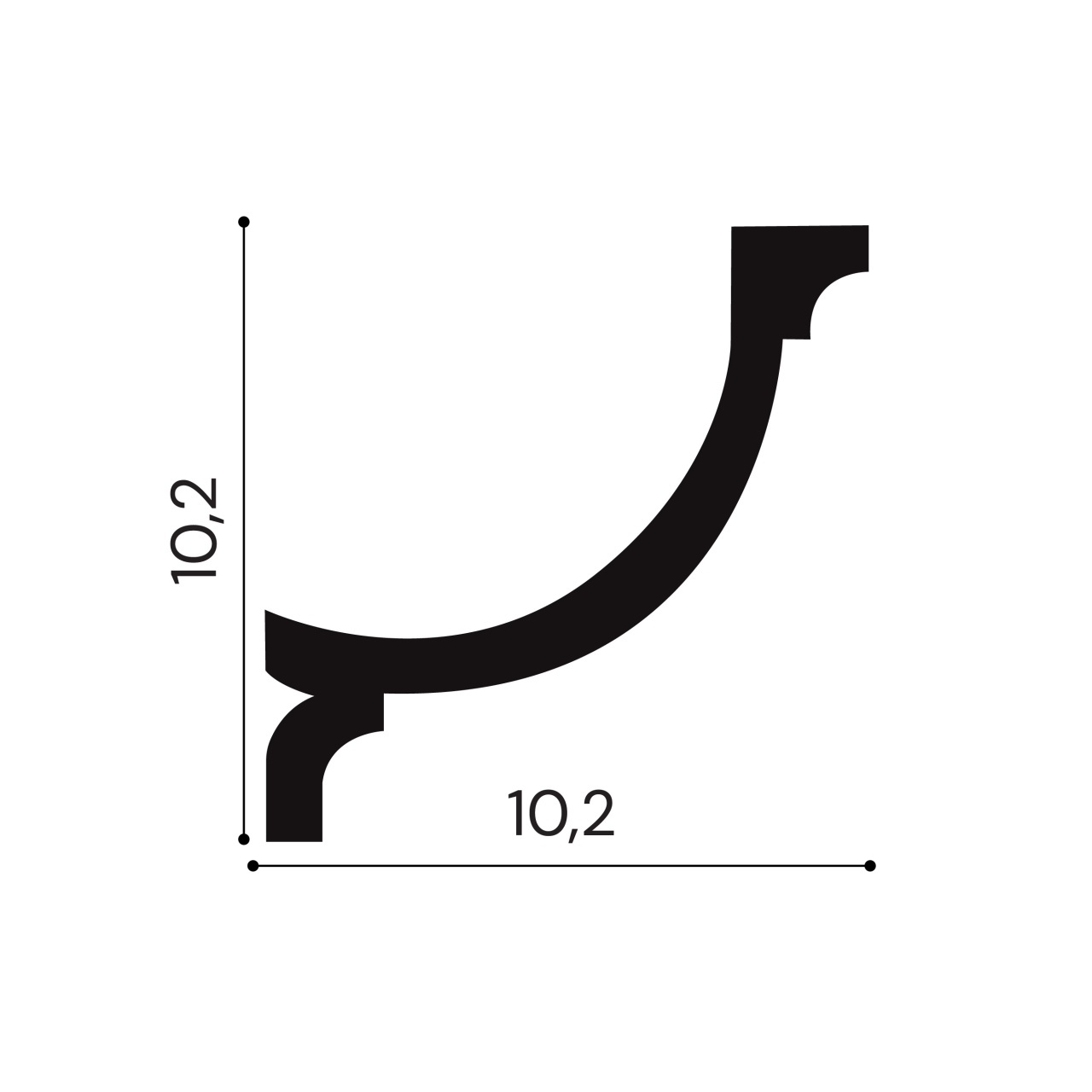 Cornisa polimer rigid, Manavi, ES2 - 10.2x10.2x200 cm — imaginea 2