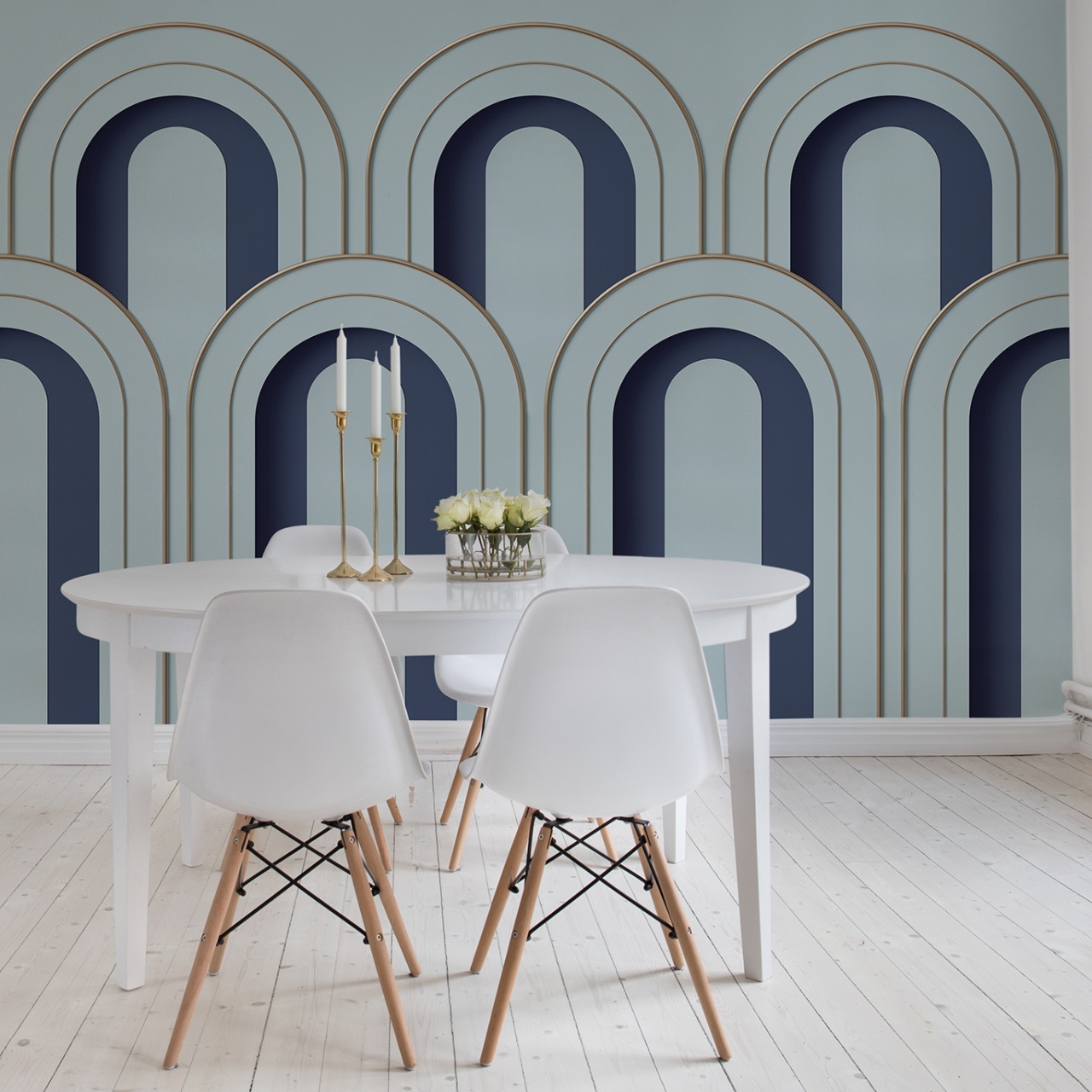 Fototapet, 3D Arch Deco, Blue, Dormitor, Rebel Walls - 3