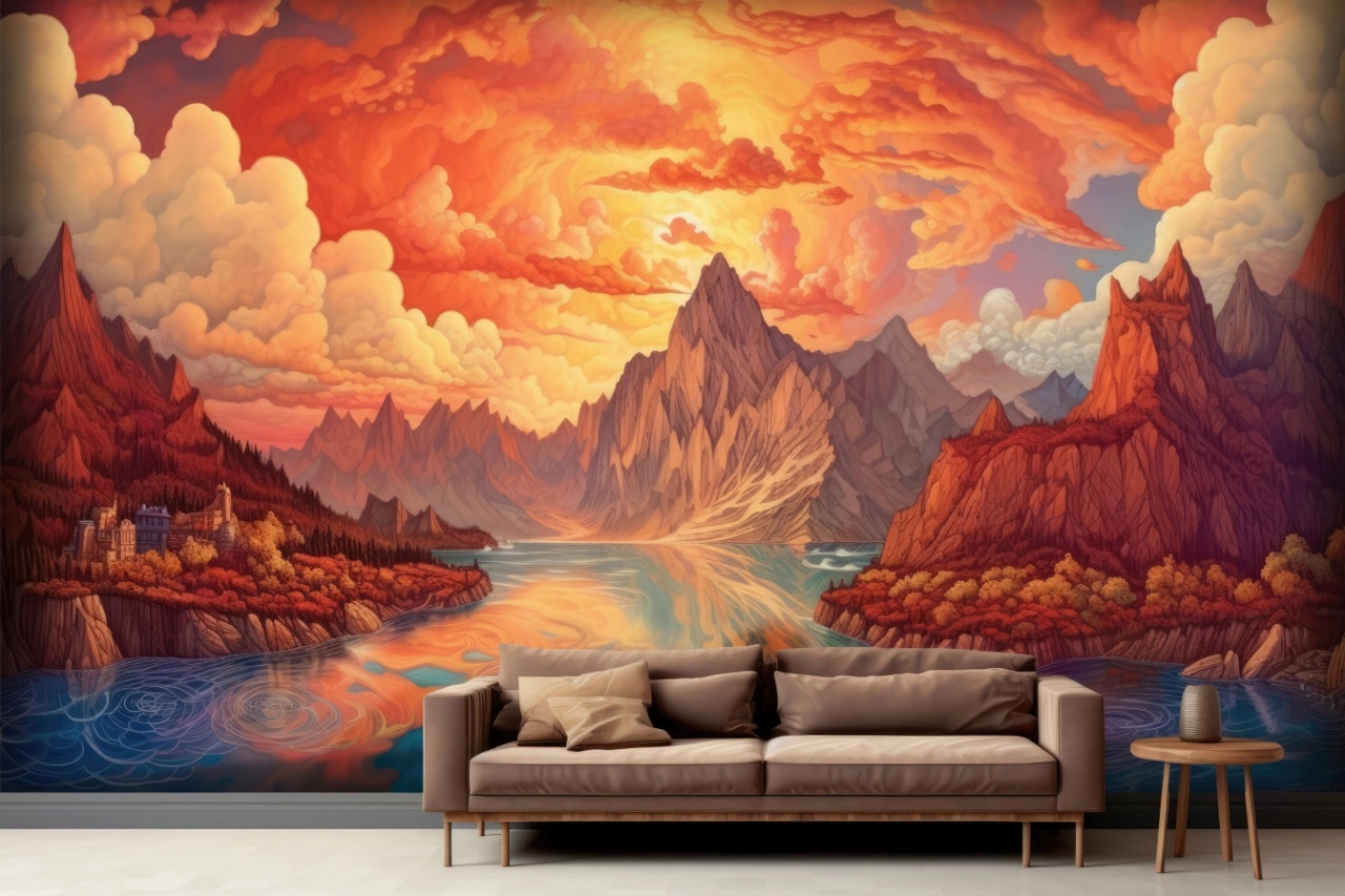 Fototapet Artistic Montagne et Ciel Fable Rêve MF100 — imaginea 2