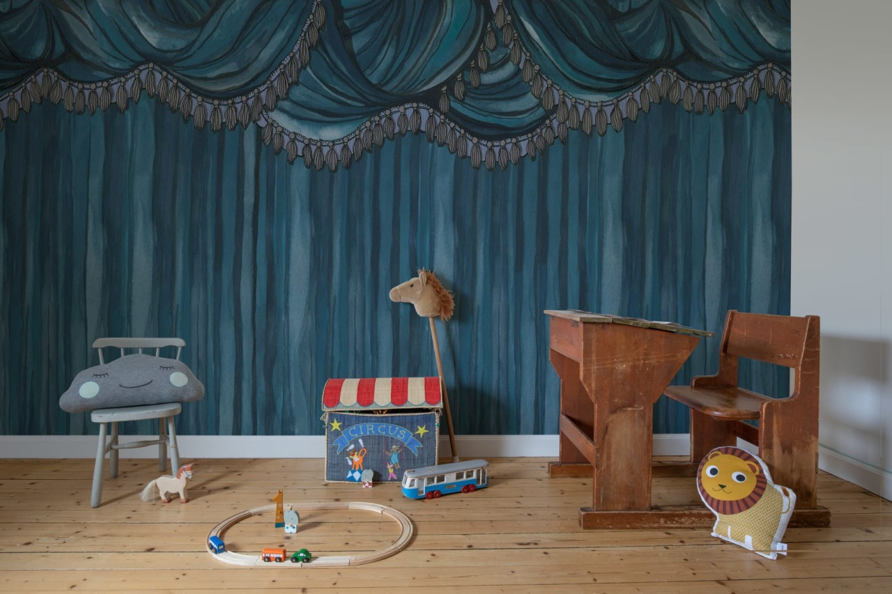 Fototapet, Behind the Curtains, Blue, Rebel Walls