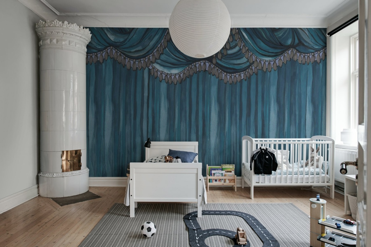 Fototapet, Behind the Curtains, Blue, Rebel Walls - 3