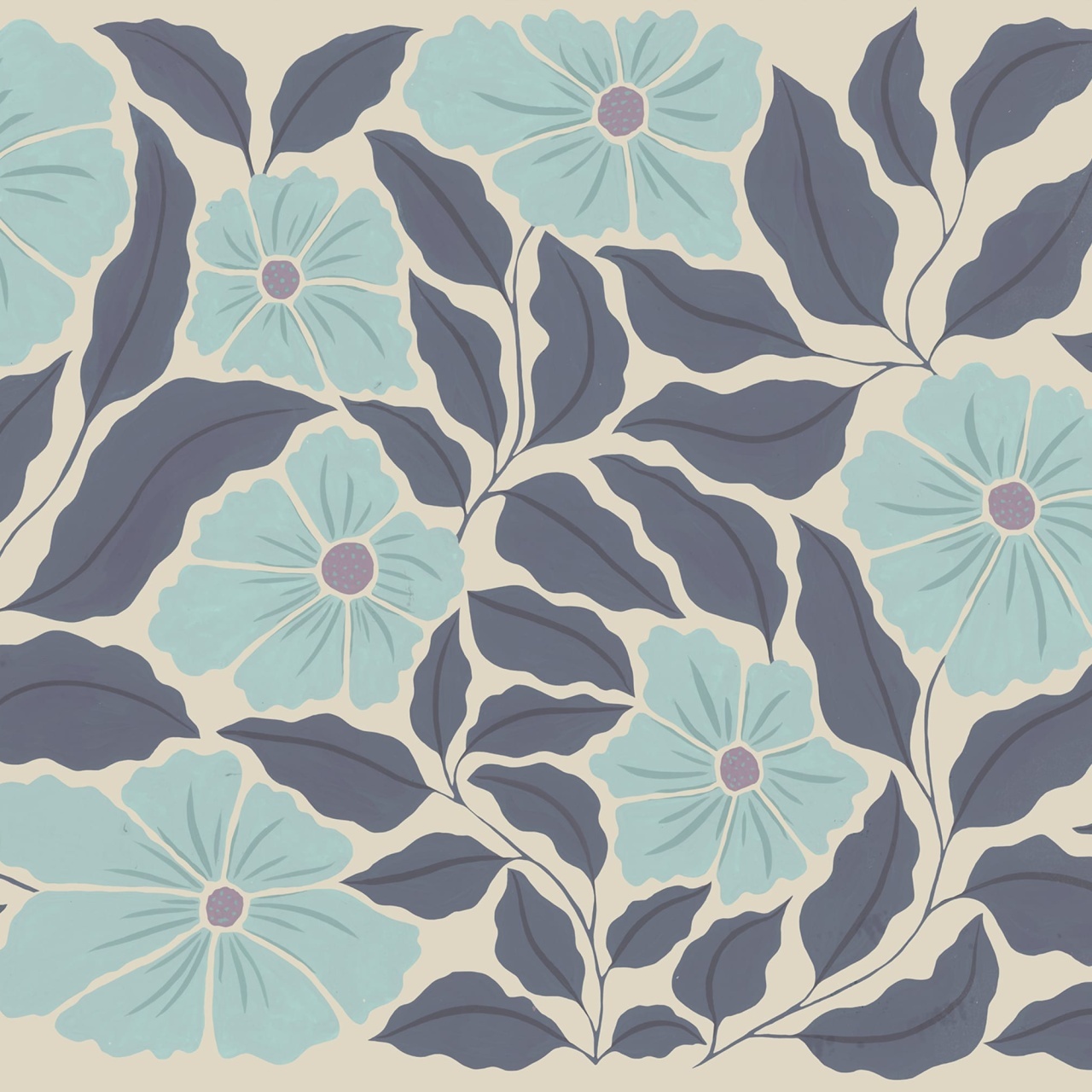 Fototapet, Bold Abstract Flower, Blue, Rebel Walls - 2