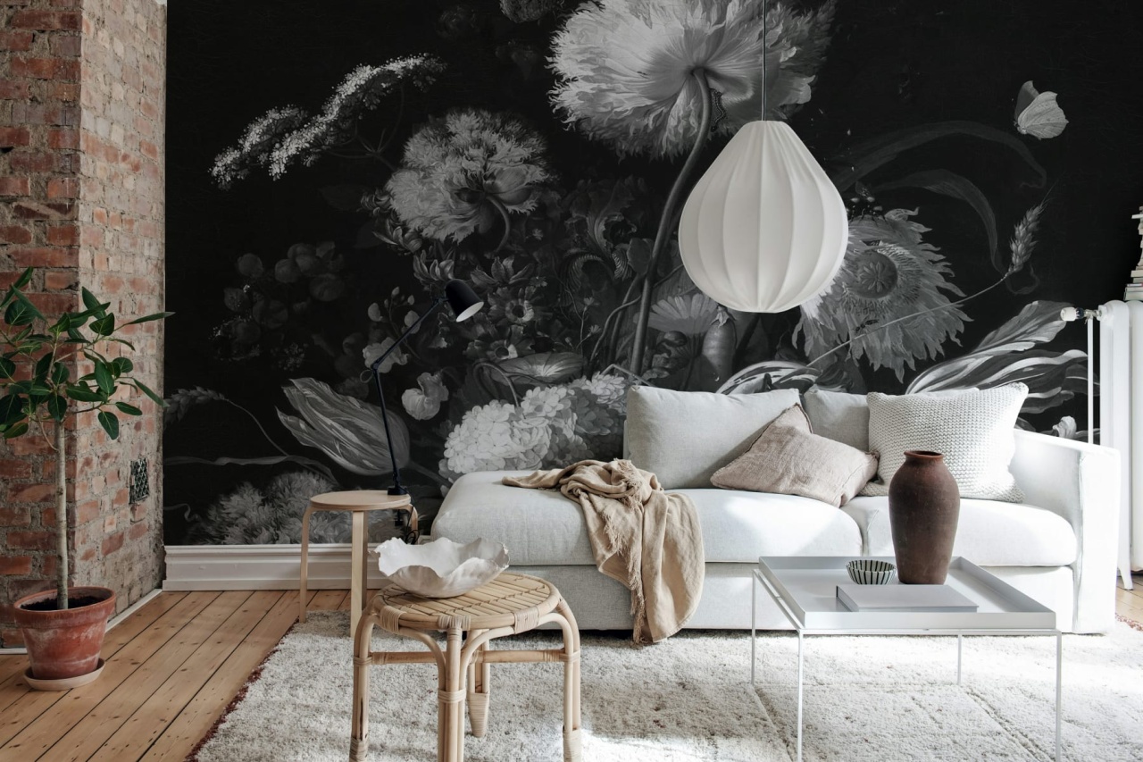 Fototapet, Bold Bouquet, Black, Rebel Walls
