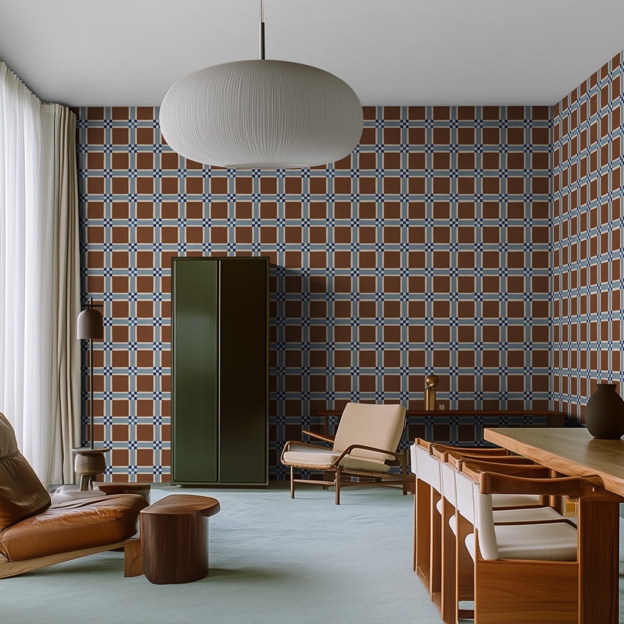 Fototapet, Bold Grid, Brown, Rebel Walls