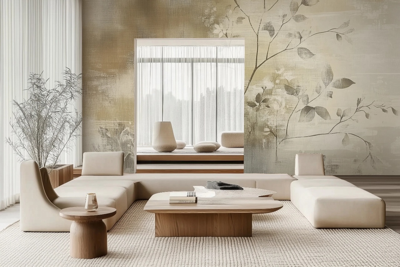 Fototapet Botanic Beige Naturel Brumeux Rêve BNB204 - 2