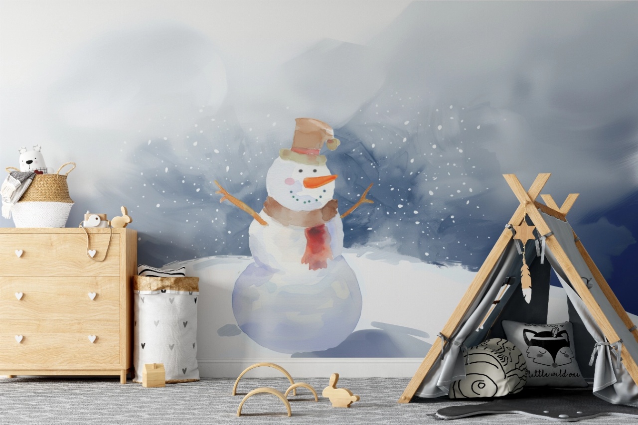 Fototapet copii, Winter snowman 007