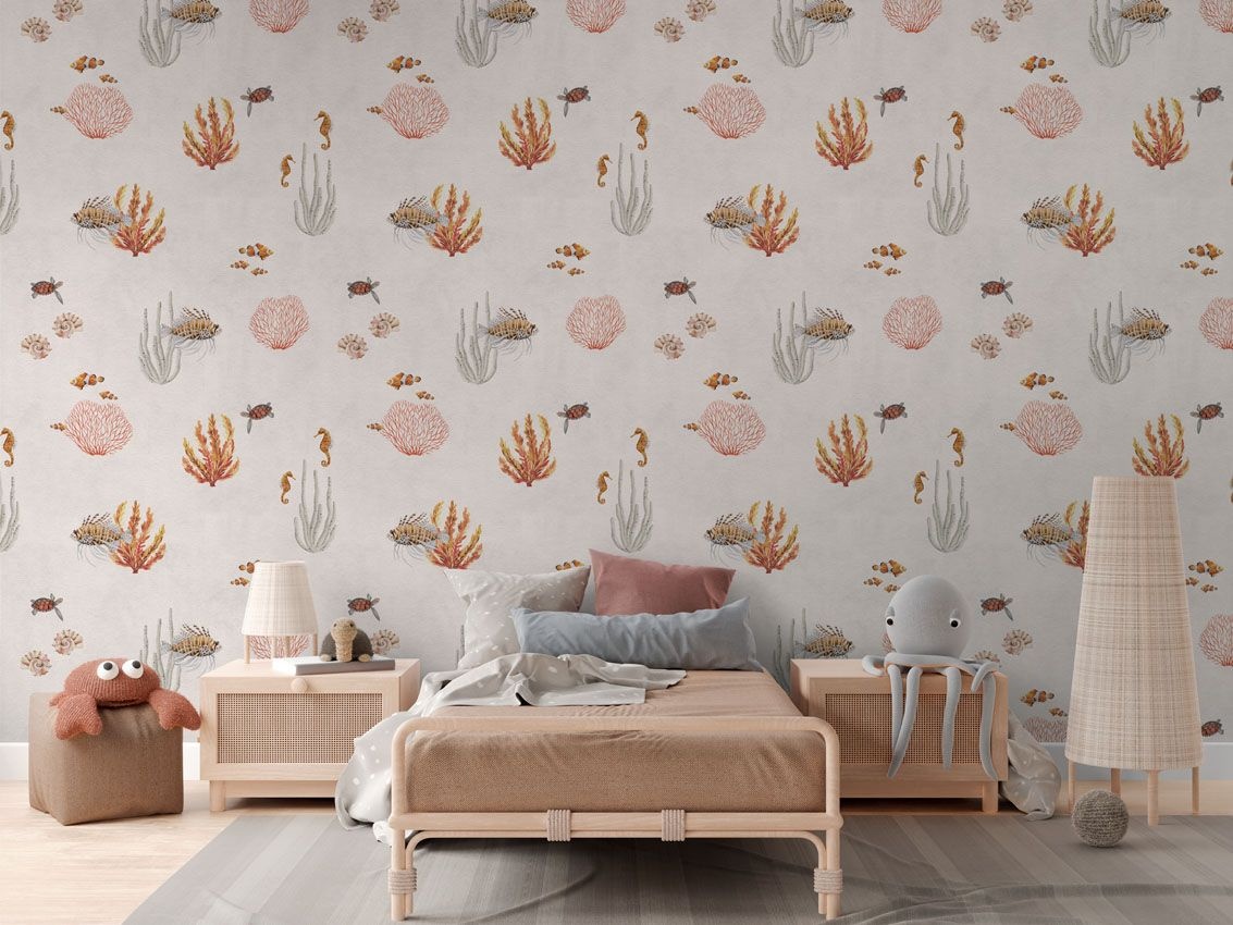 Fototapet Coral Garden - White, Kikki Belle